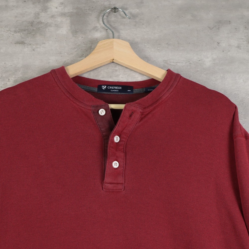 modern cremieux classics henley ribbed mens large